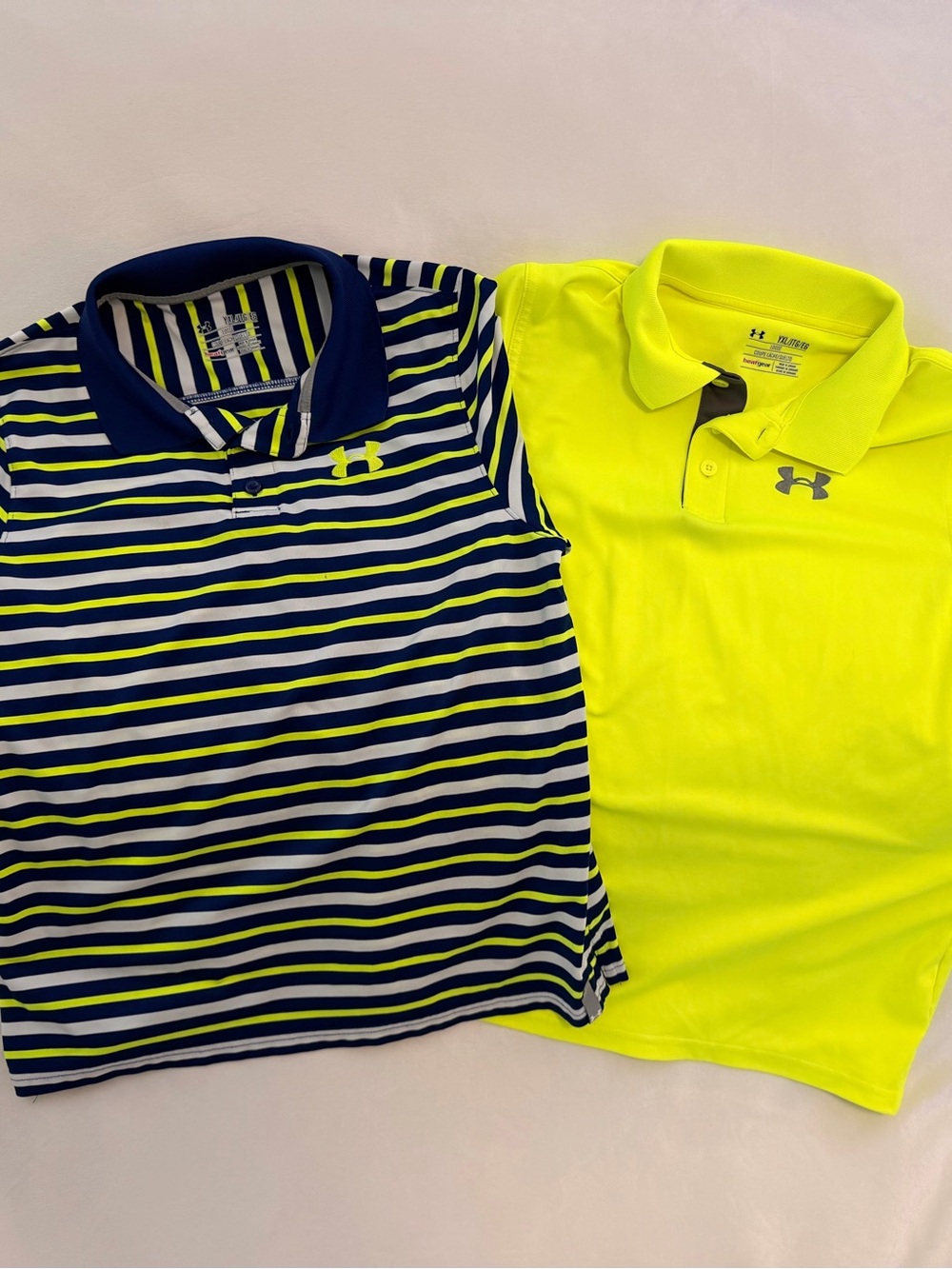 Under Armour Neon Yellow Solid Polo & Navy/Neon Striped Kids Polos